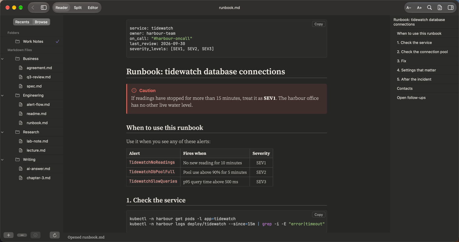 Admins and on-call: Runbooks and incident notes. Callouts stand out; config blocks keep their spacing.